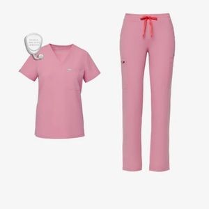 Figs scrubs set chalk pink xs regular